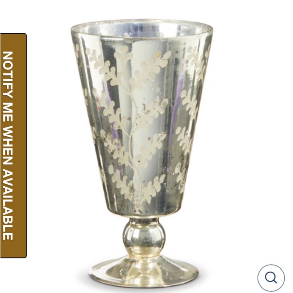 RAZ IMPORTS
Silver Etched Mercury Glass Footed Vase‎ 8.75" new home decor silver